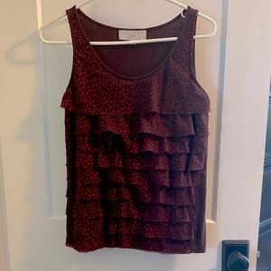 LOFT Women's Deep Red Ruffle Tank Top